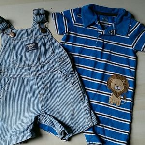 6-9 boys Oshkosh  overalls &  Carter's onesie